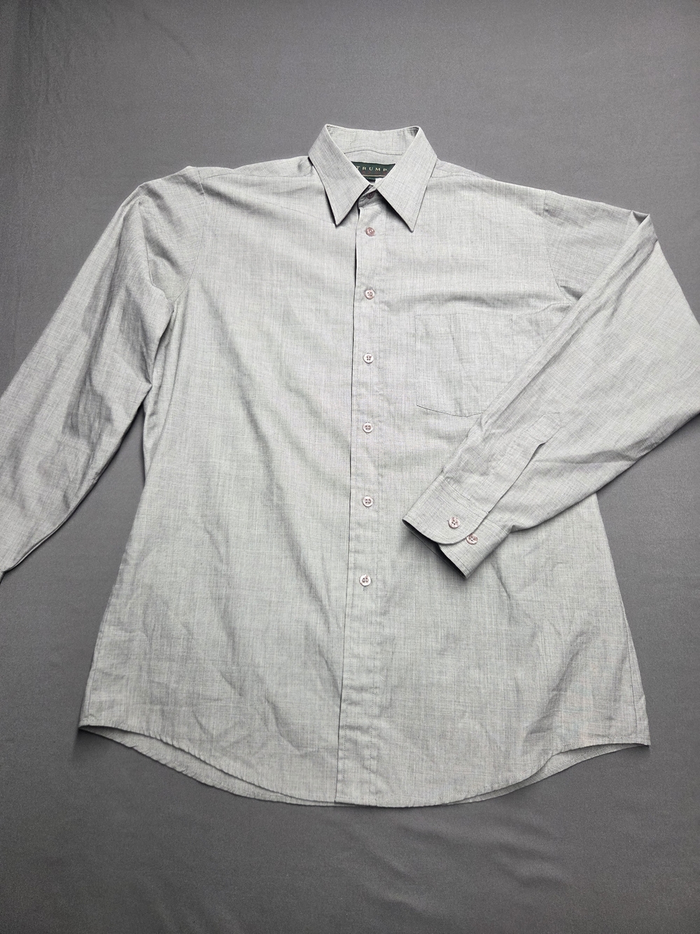 Vintage Arrow Trump Men’s Dress Shirt Size 15.5 32/33 Grey Micro Pattern Long